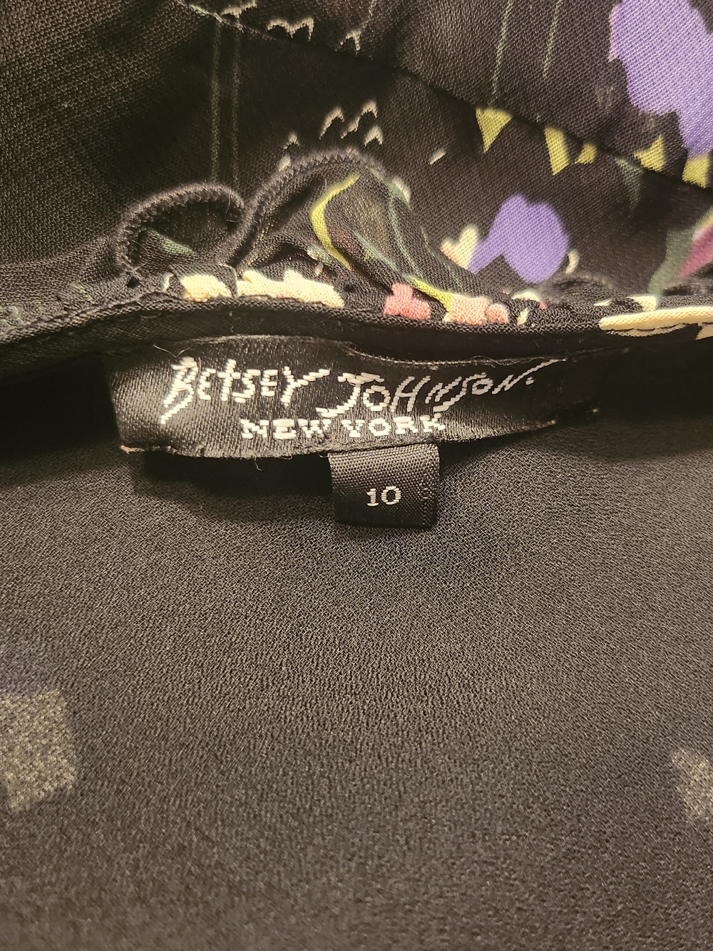 Vintage Y2K Betsey Johnson New York Floral Midi Slip Dress Asymmetrical Hem 10 - Picture 2 of 6